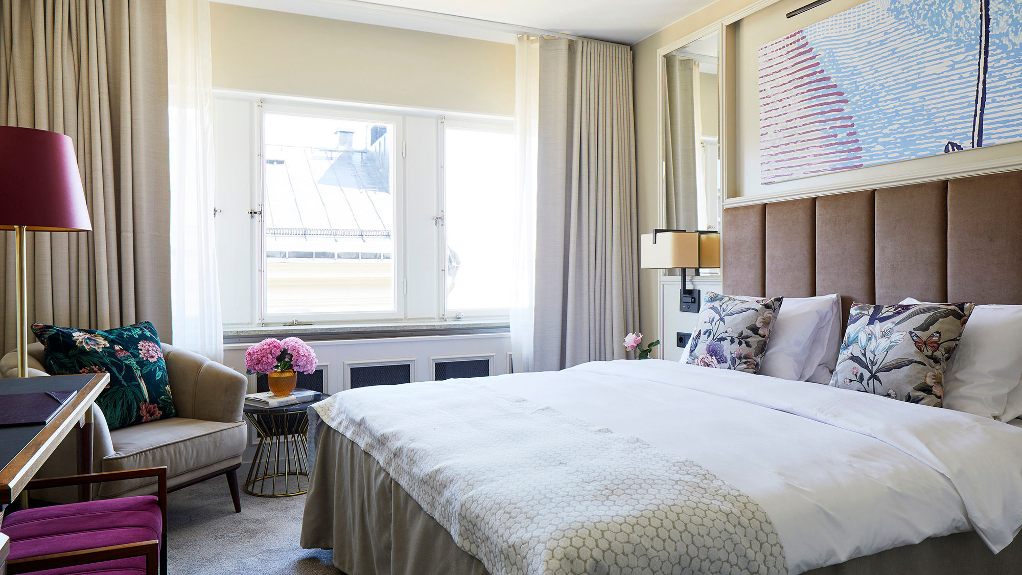 A guestroom at the Bank Hotel in Stockholm.