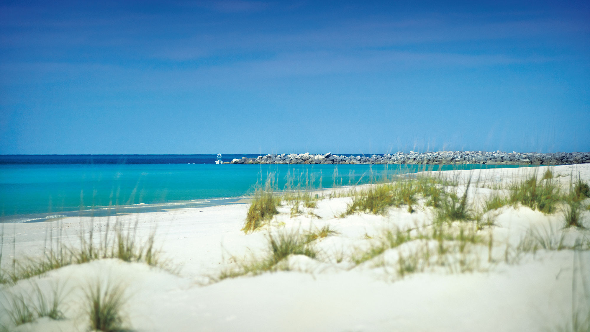The beach at Shell Island, accessible only by boat from Panama City Beach.