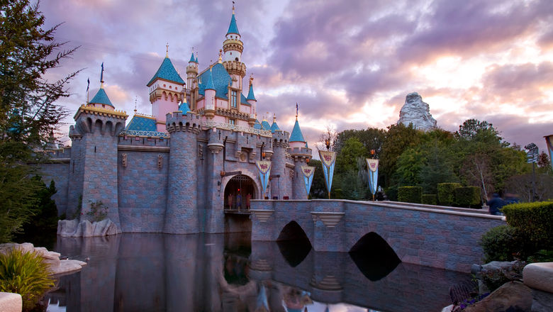 Sleeping Beauty Castle at Disneyland in California. The park is still closed.