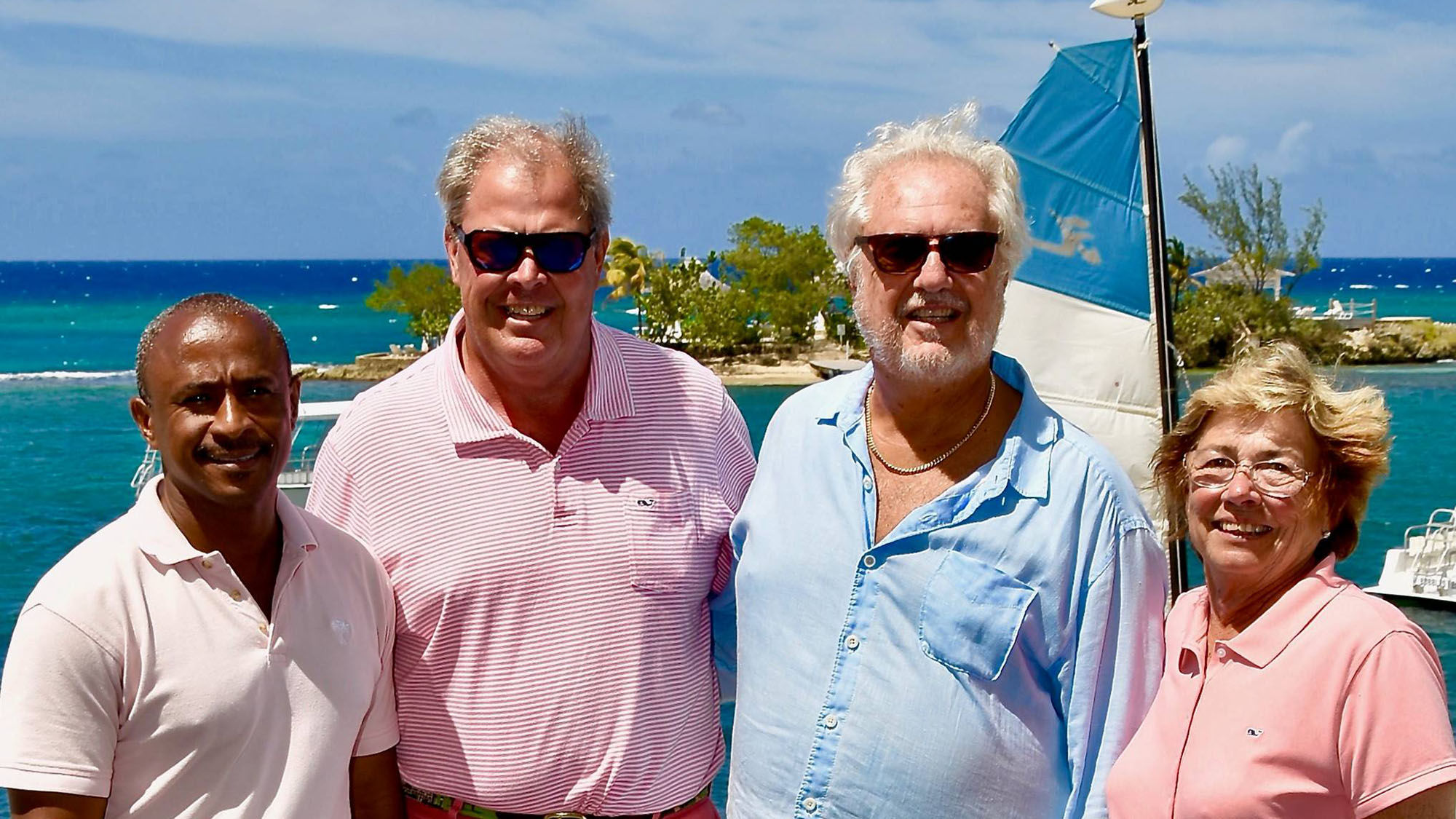 From left, GM Leonard Henry, Fred Pennekamp, Couples Resorts Jamaica chairman Lee Issa and Cynthia Pennekamp on the Pennekamp's arrival at Couples Tower Isle.