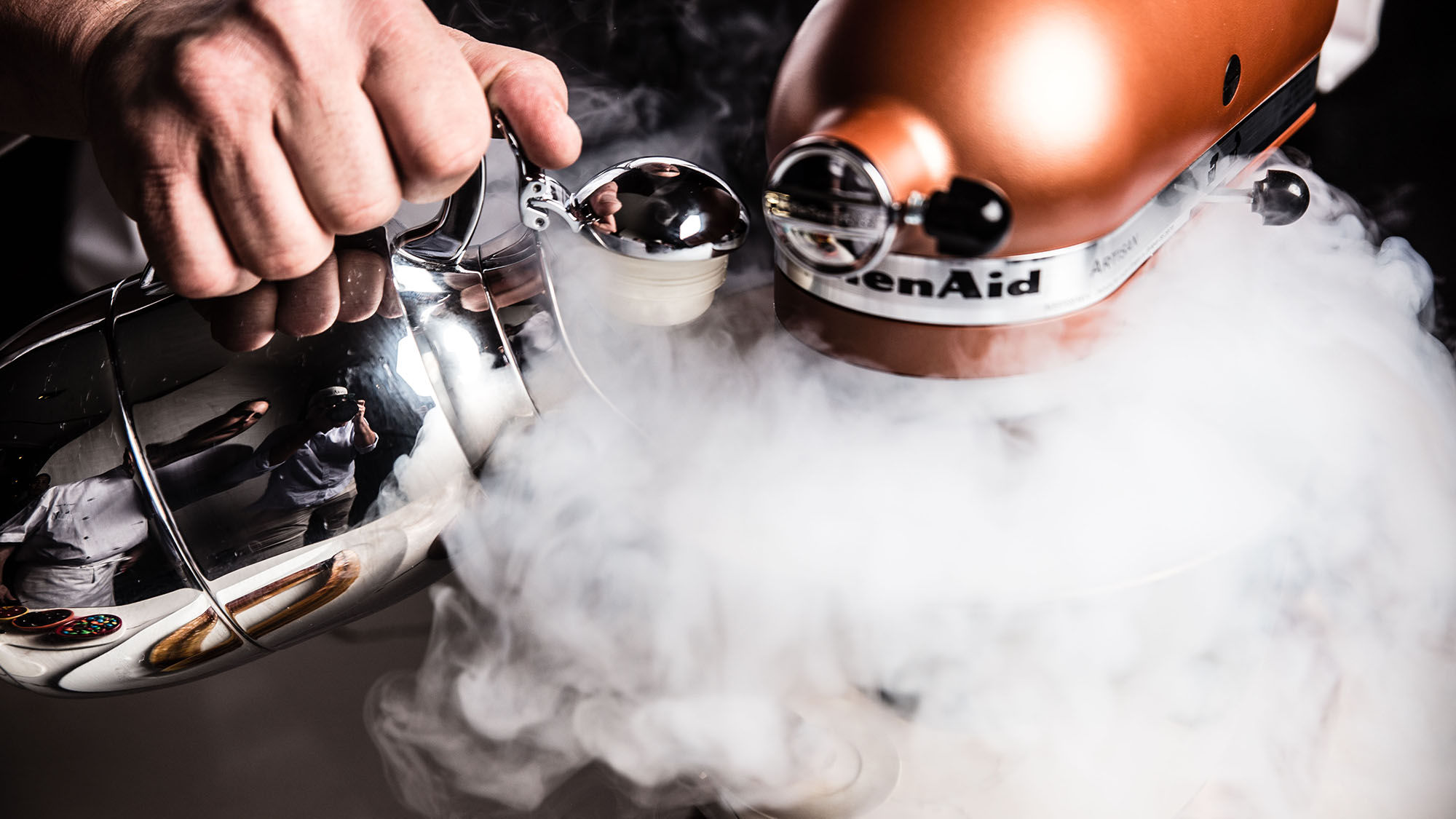 For Scotch 80 Prime's banana split, the ice cream is churned tableside using liquid nitrogen.