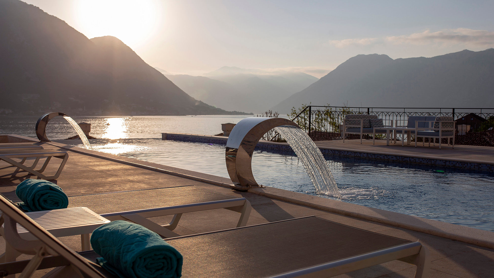 The pool at the Allure Palazzi Kotor Bay Hotel in Kotor, Montenegro.