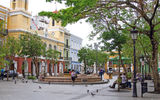 A plaza in Old San Juan shows no signs of damage from last year's hurricanes.