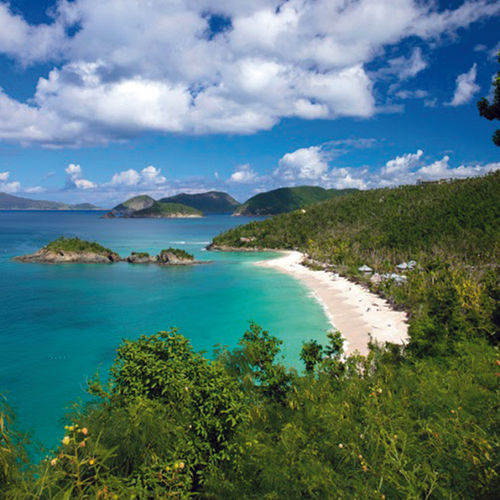 The beach at Trunk Bay in St. John is ready for cruise passengers and other tourists.