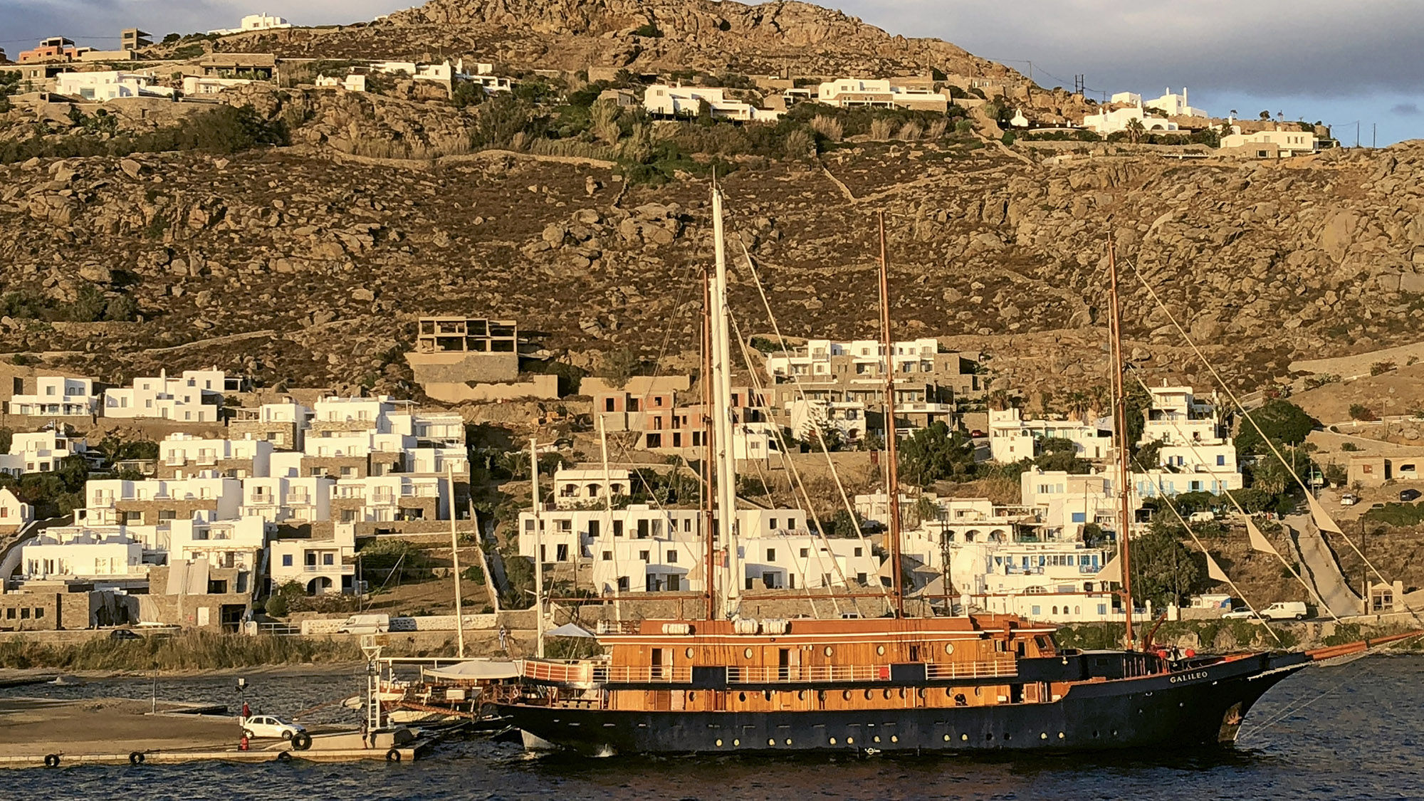 The ship makes an extended call on Mykonos.