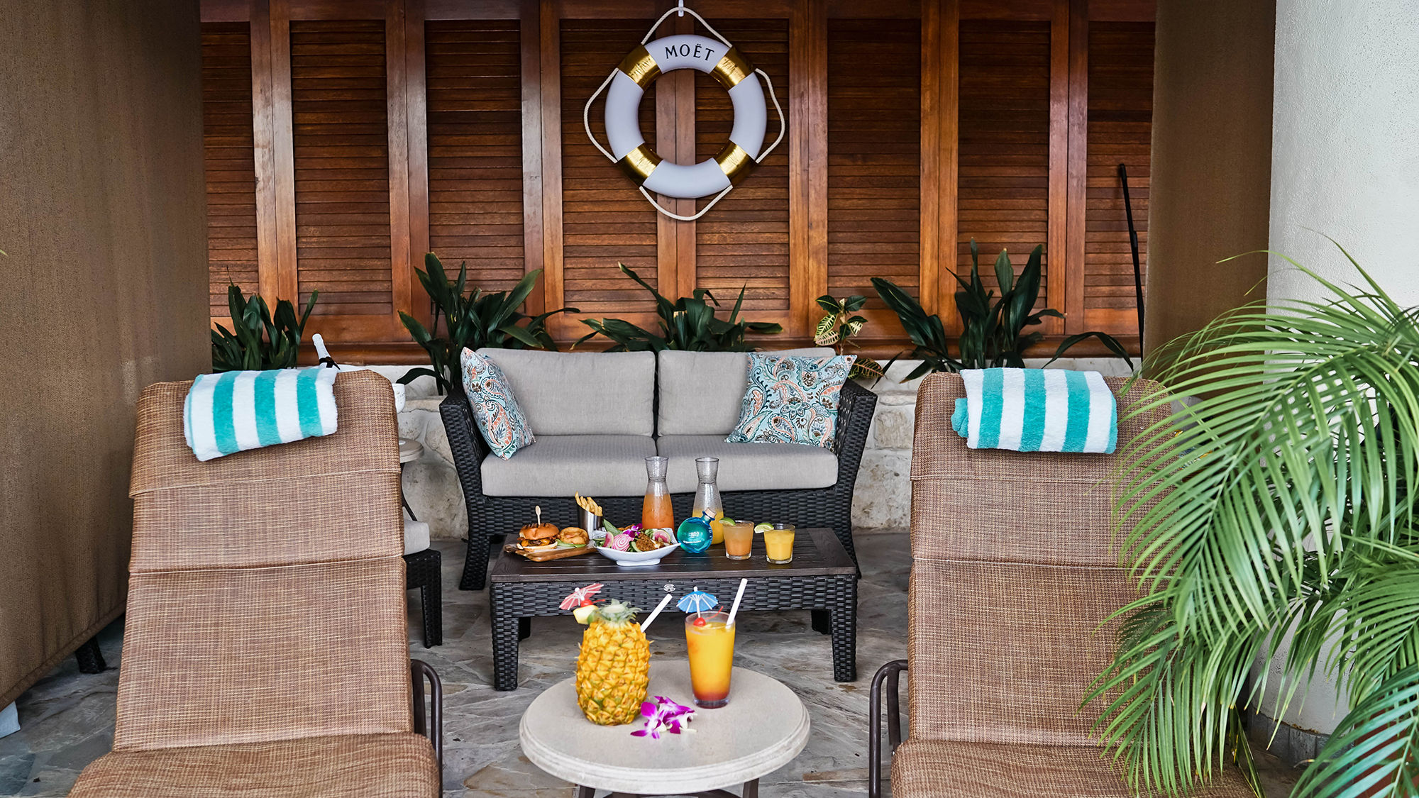 The revamped pool experience at Outrigger Reef Waikiki Beach Resort includes six new Hale cabanas.