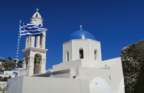 A church in Oia on Santorini, one of the Greek islands where the Celestyal Crystal visits on its Idyllic Aegean itinerary. A church in Oia on Santorini, one of the Greek islands where the Celestyal Crystal visits on its Idyllic Aegean itinerary.