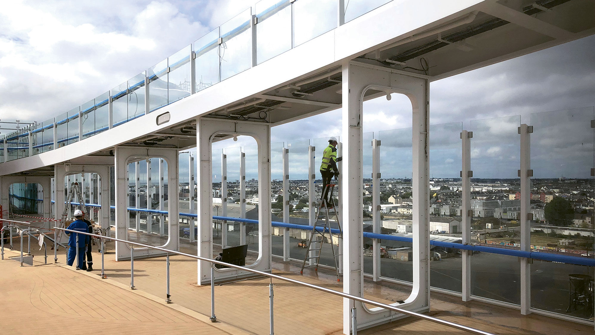 The ascending running track on Celebrity Edge is one of the asymmetrical features on the ship.