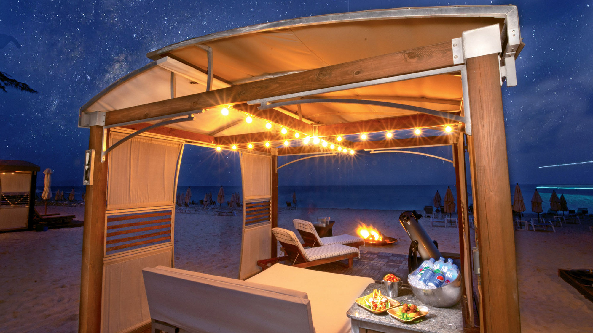The Westin Grand Cayman offers stargazing through a telescope from a cushioned lounge chair.
