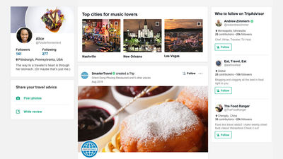 What a TripAdvisor social media page will look like.