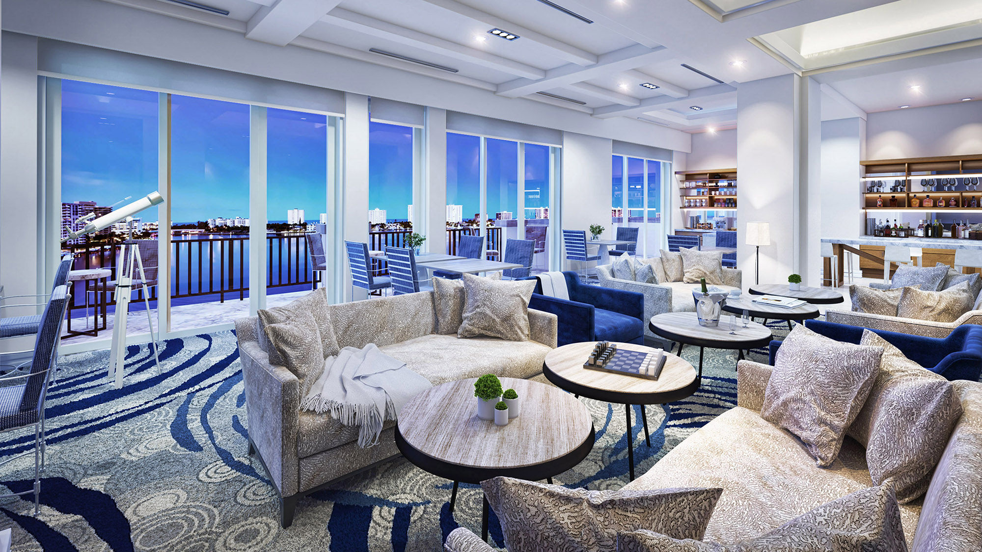 The newly refurbished Commodore Club at the Boca Raton Yacht Club.