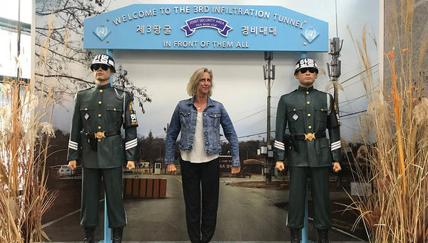 The author posing with the life-size cut-outs of soldiers at the 3rd infiltration tunnel. The author posing with the life-size cut-outs of soldiers at the 3rd infiltration tunnel.
