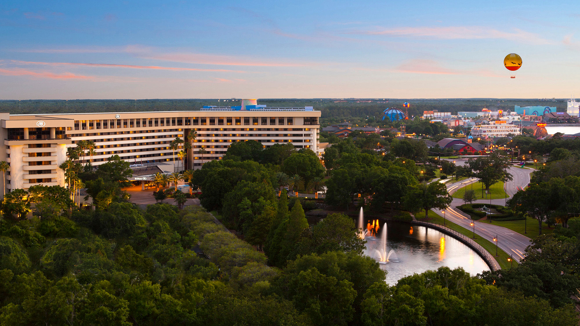 The Hilton Orlando Lake Buena Vista is walking distance to Disney Springs.