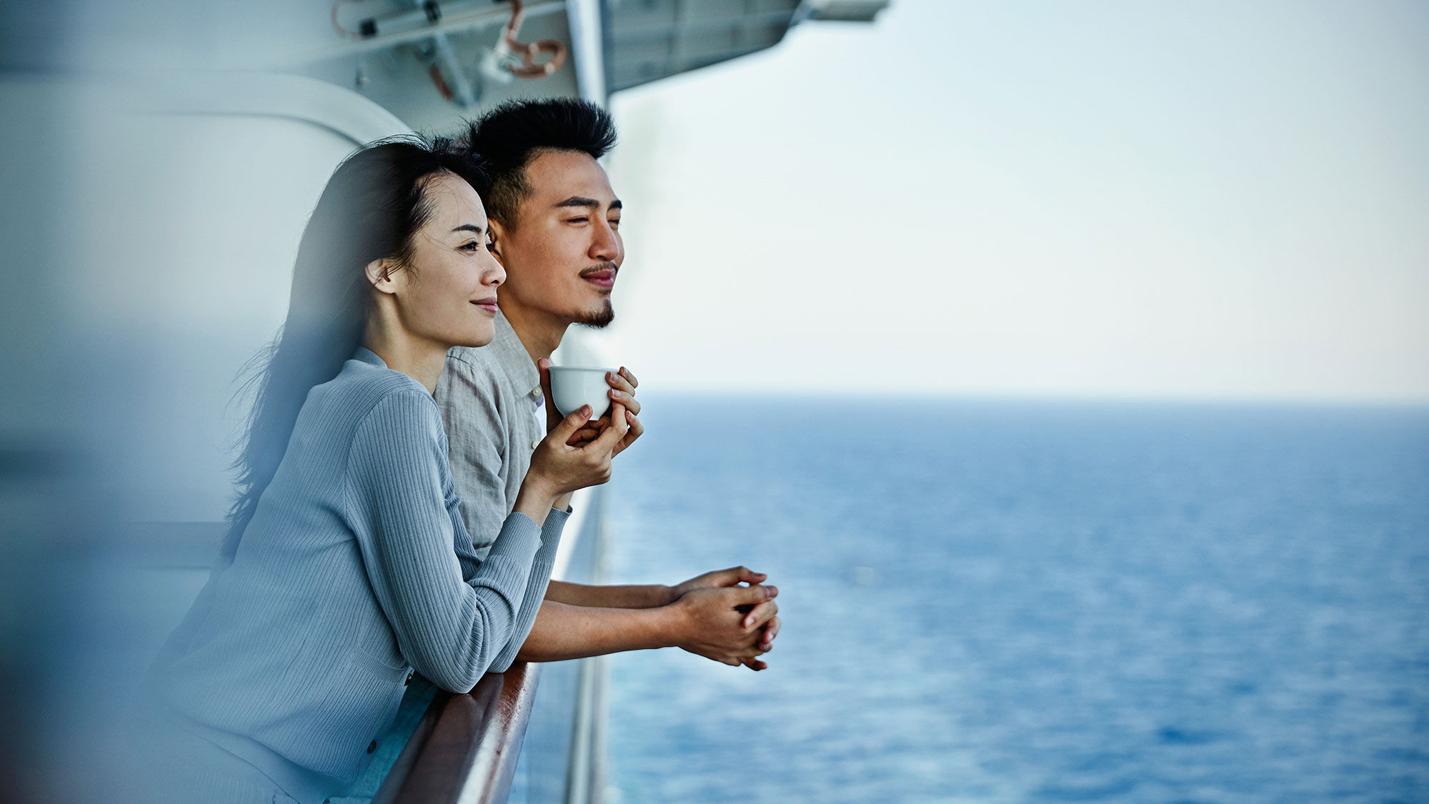 A couple on the Majestic Princess, a ship built for the Chinese market. It is now based in China only in the summer.