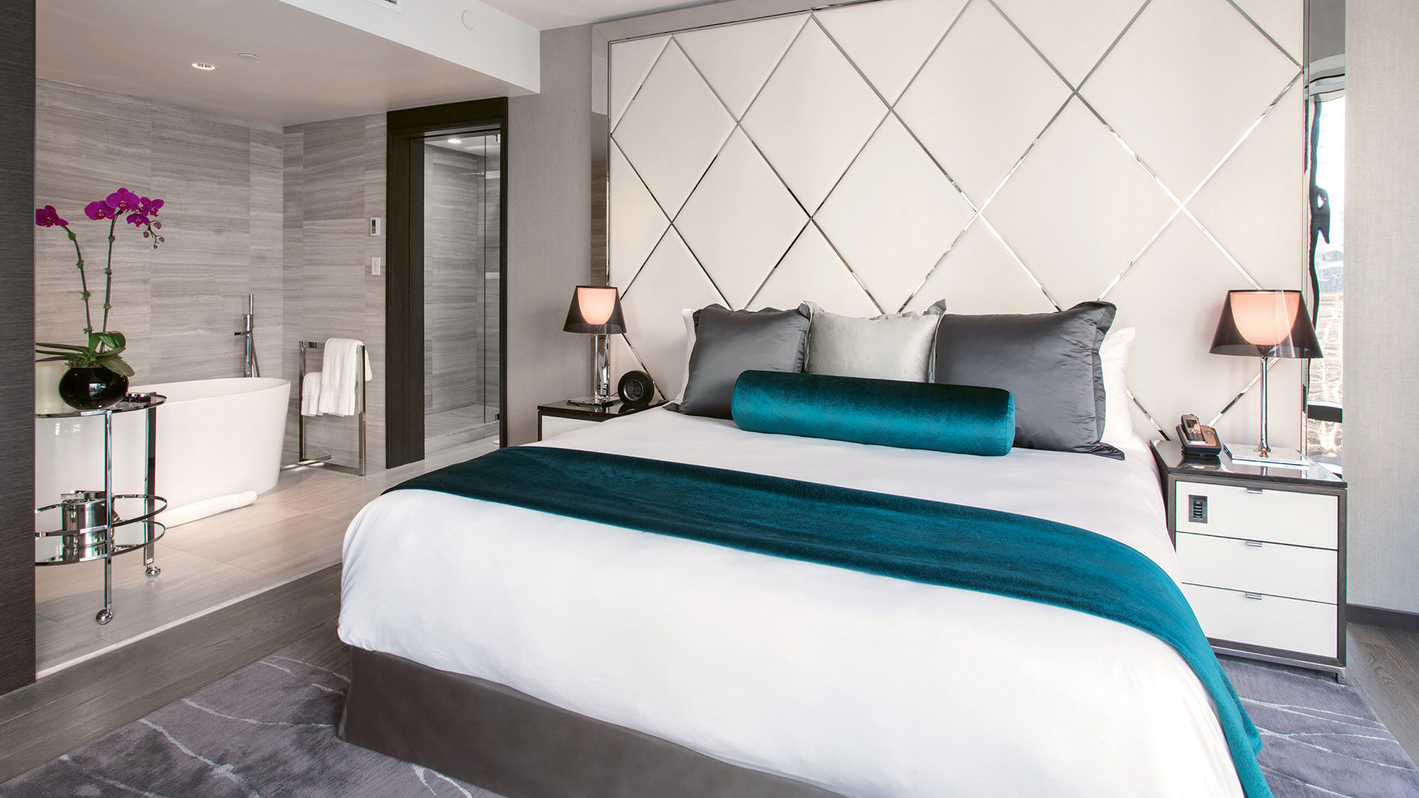 A Deluxe Executive room at the Trump Vancouver. The hotel is home to the restaurant Mott 32.