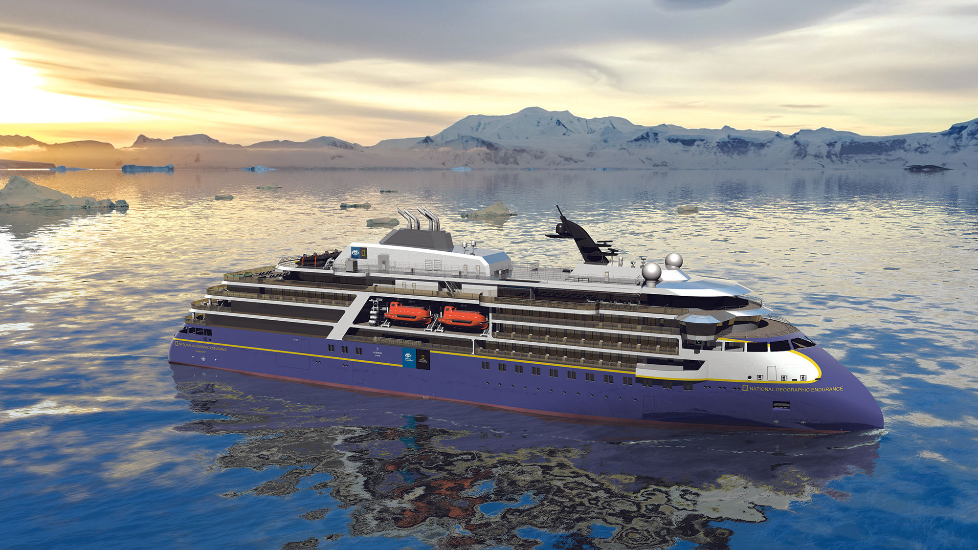 The National Geographic Endurance he 126-passenger Endurance will be able to sail year-round in any polar waters having ice no older than a year.