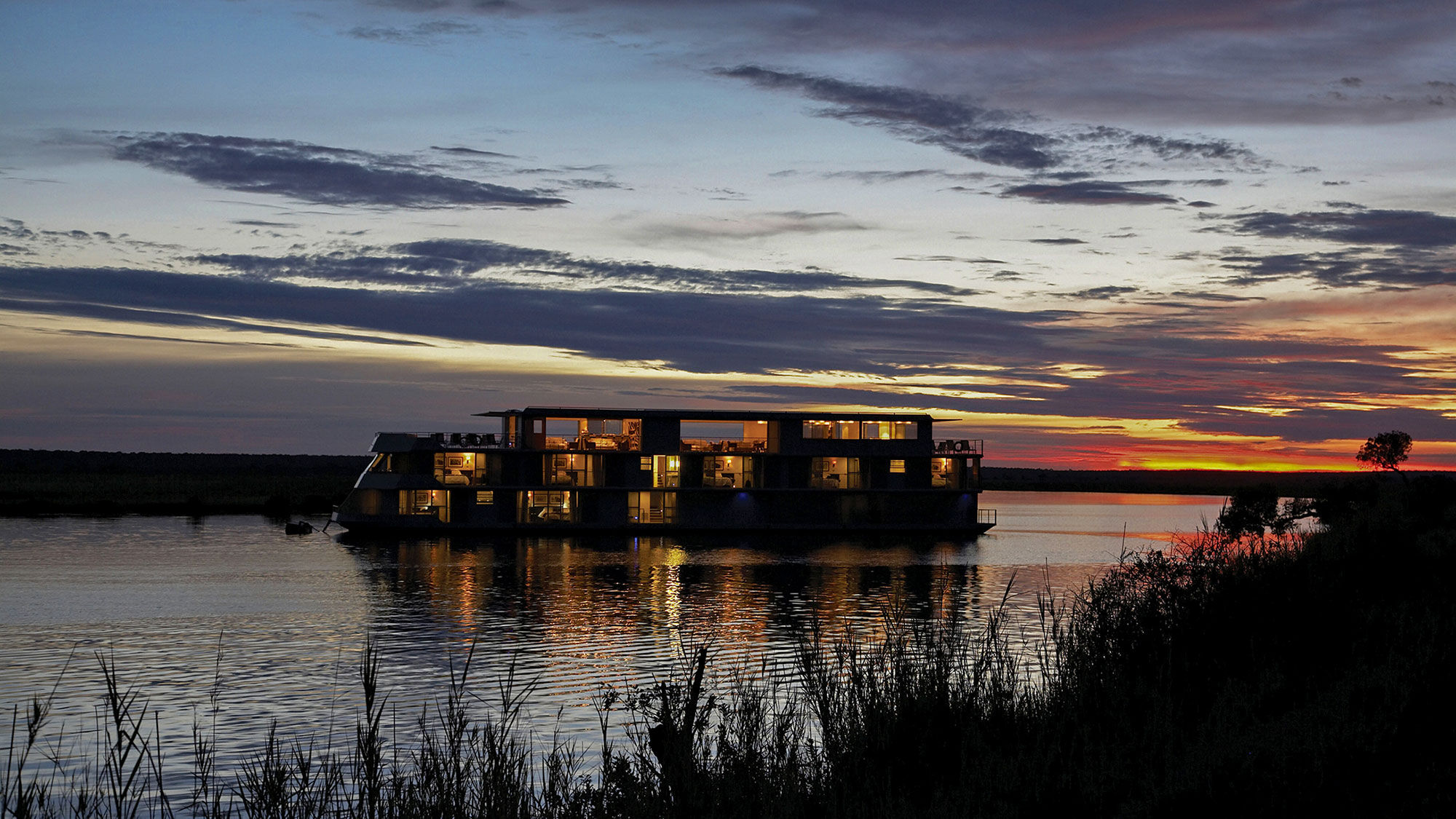 The Zambezi Queen spends three nights sailing the Chobe River.