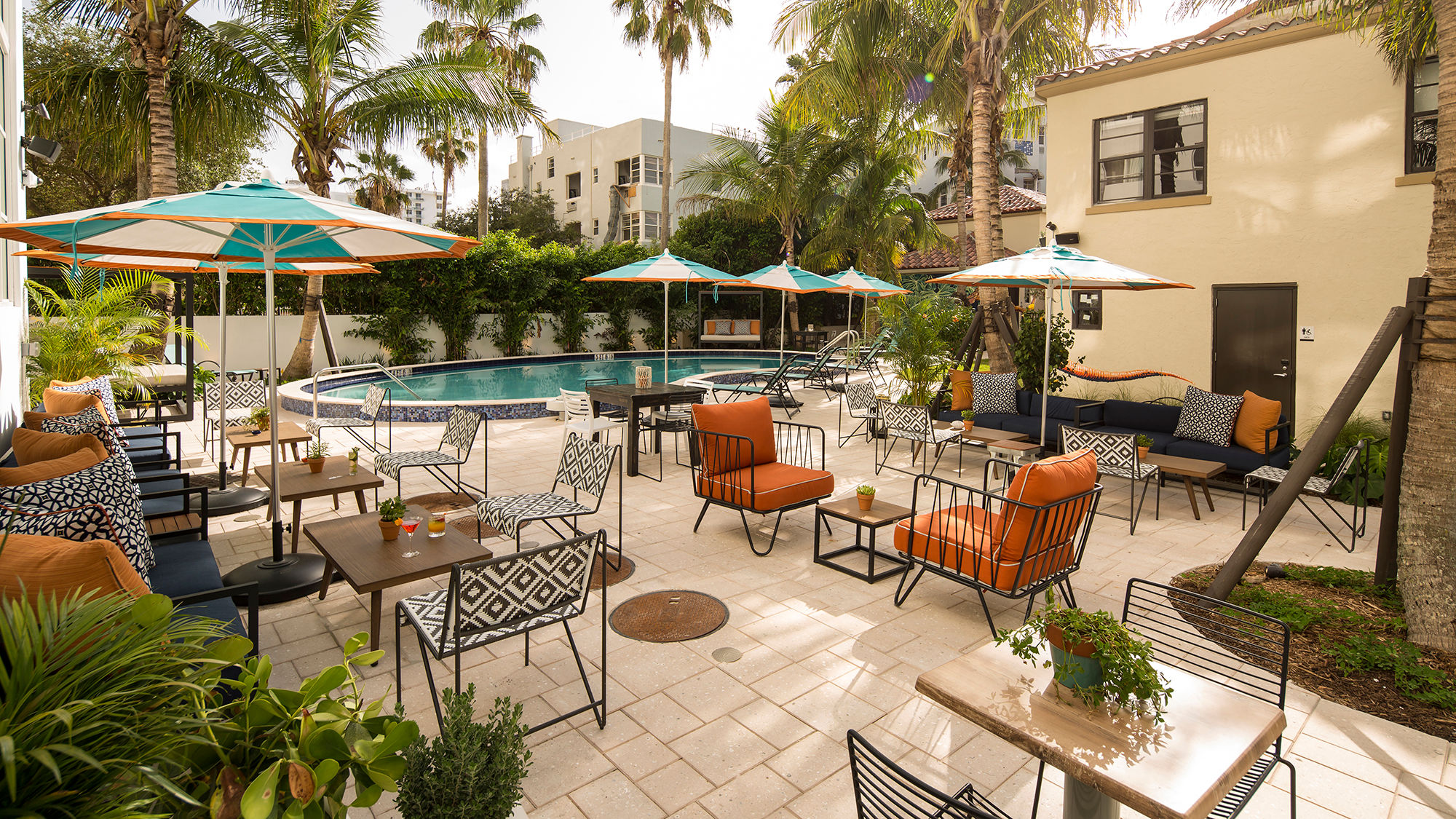 The pool deck at the Generator Miami.