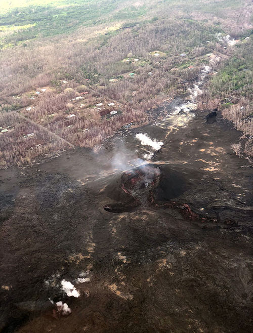 Steam venting from Fissure 8, one of the prime sources of lava that added more than 800 acres to the Big Island during the Kīlauea volcano eruption from May through August. Steam venting from Fissure 8, one of the prime sources of lava that added more than 800 acres to the Big Island during the Kīlauea volcano eruption from May through August.