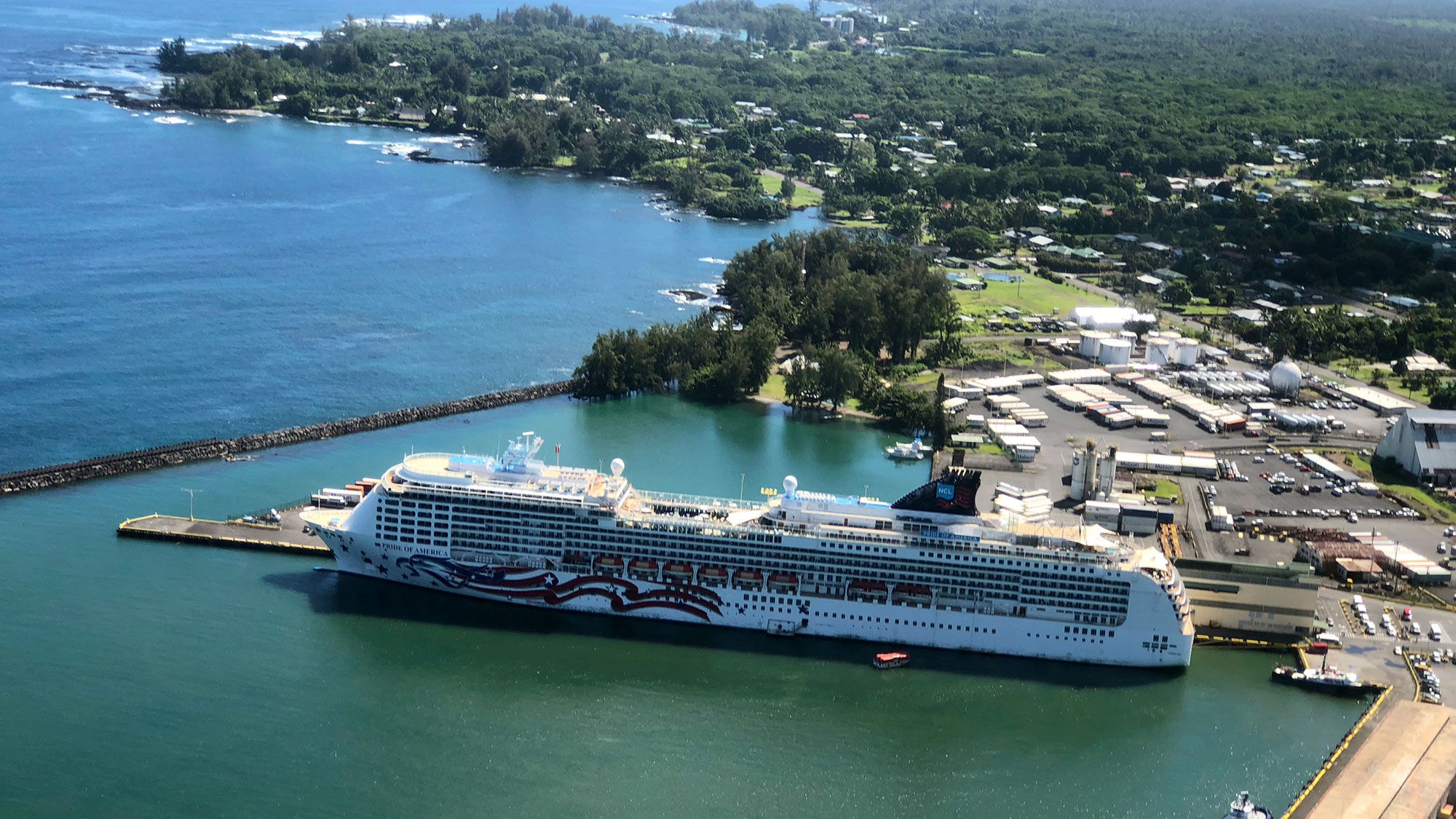 Norwegian Cruise Line's Pride of America docked in Hilo, Hawaii.