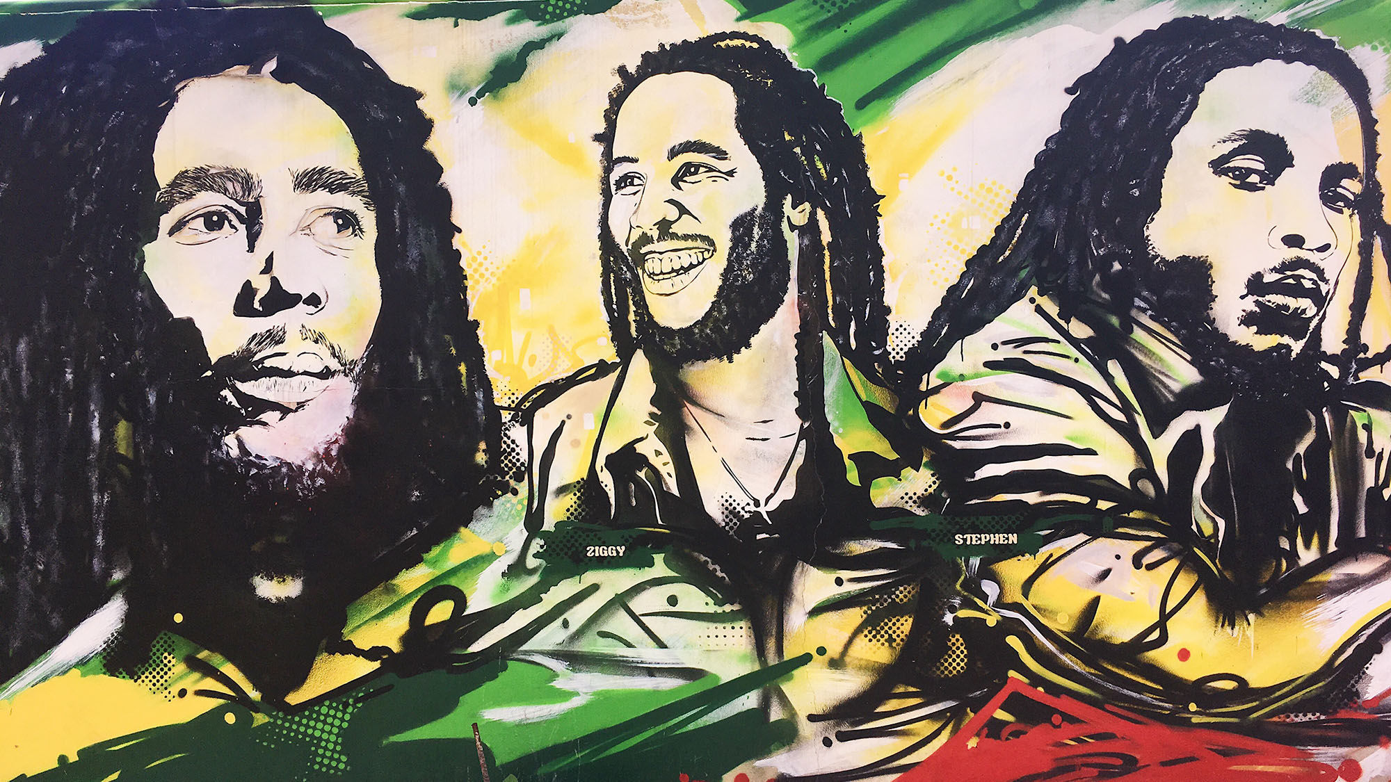 A mural at the Bob Marley Museum in Kingston, Jamaica.