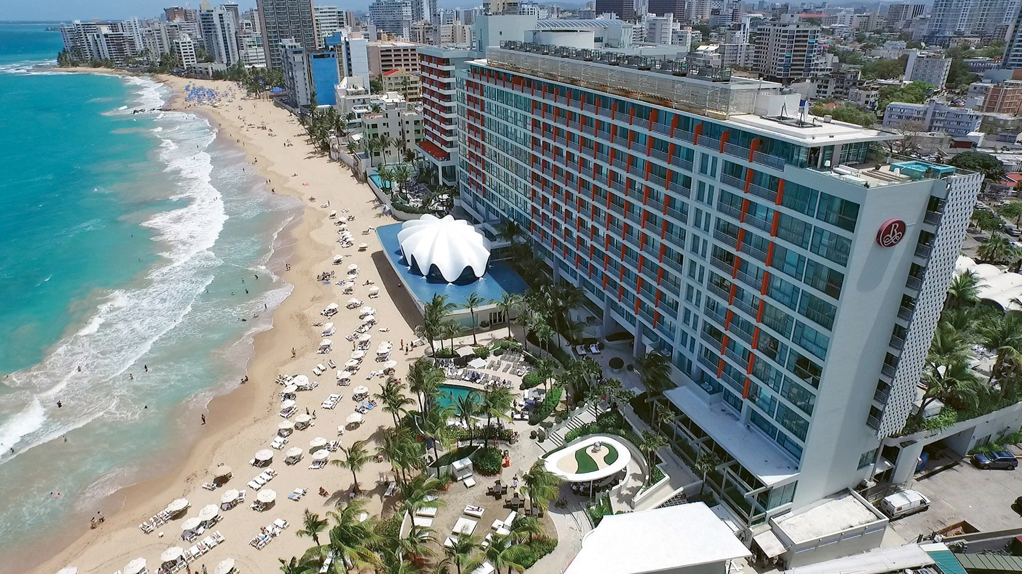 The beachfront at La Concha, a Renaissance Resort in San Juan.
