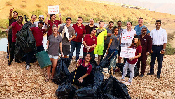 A team from the Crowne Plaza Muscat in Oman helped clean up local wetlands.