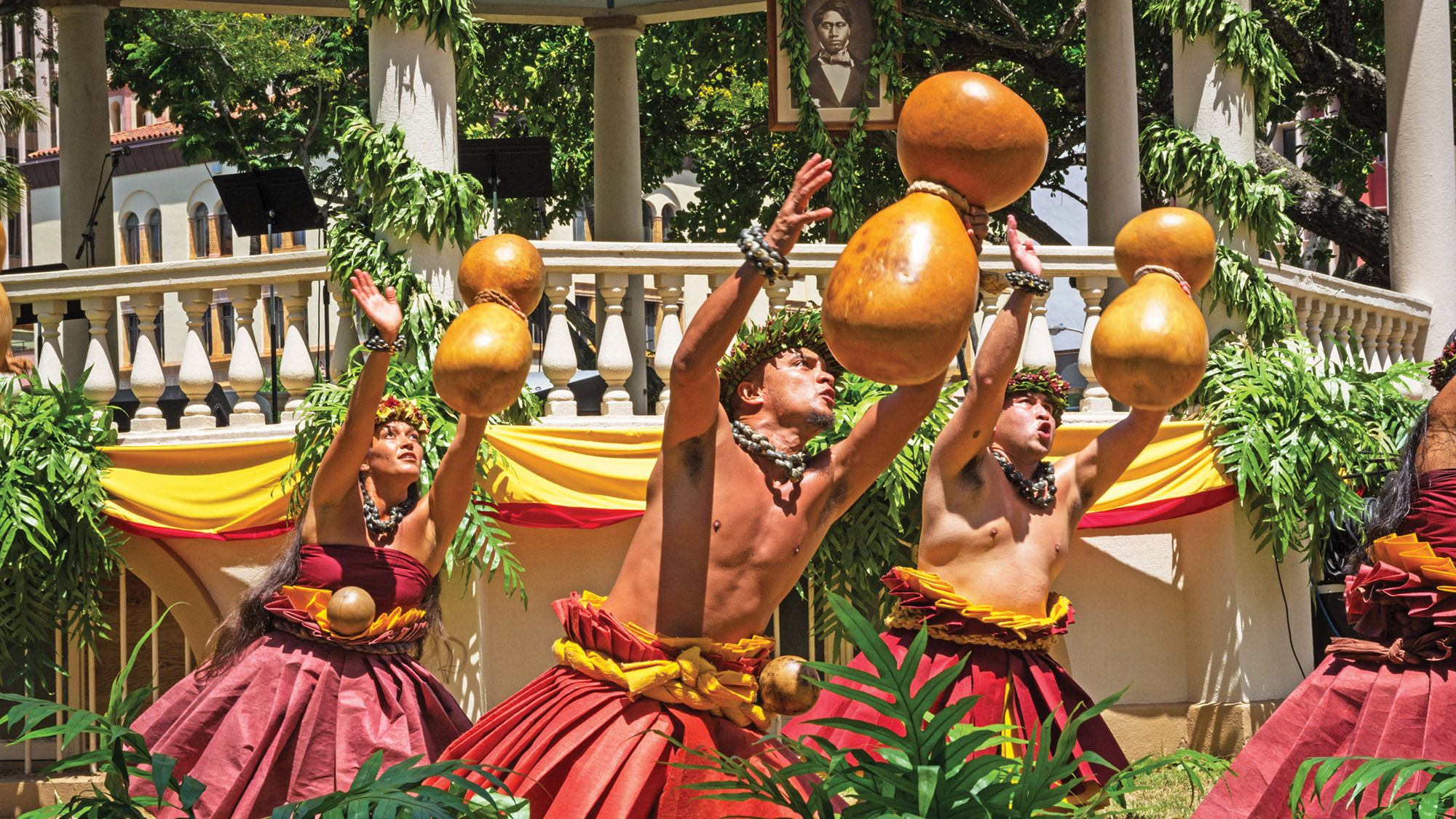 A performance at the Iolani Palace, home to the last two Hawaiian monarchs.