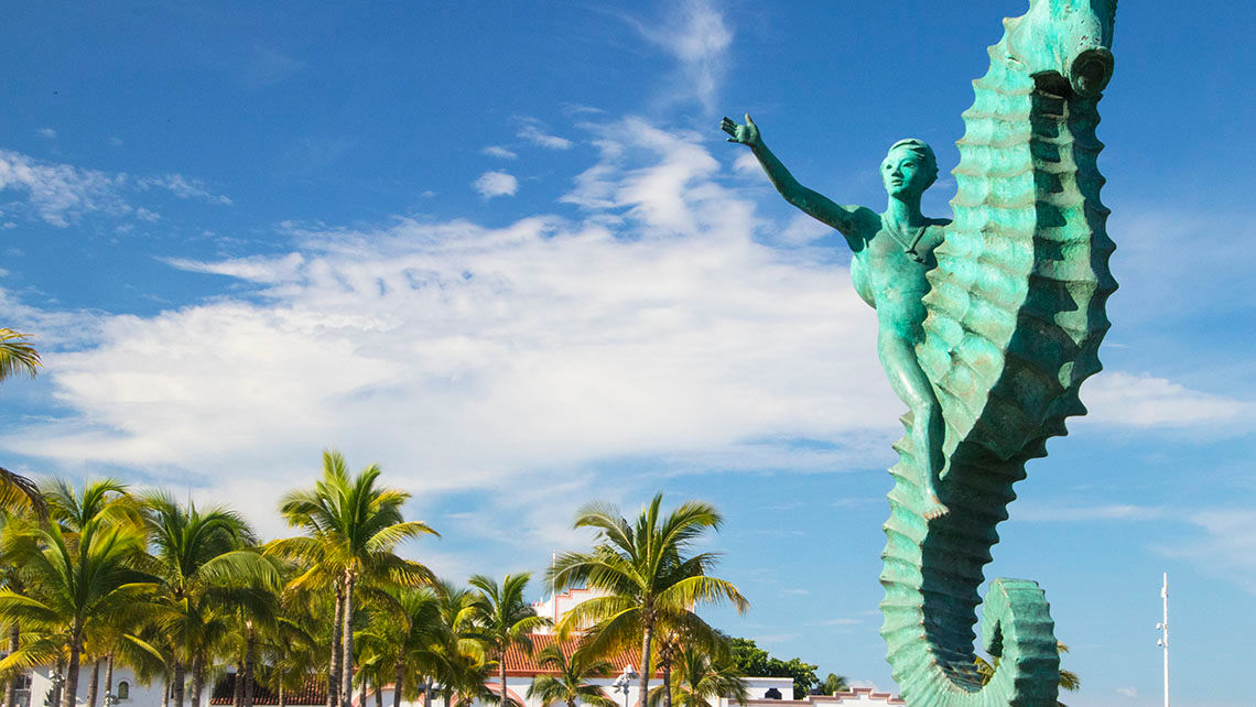 The Caballito statue along Puerto Vallarta's Malecon promenade.