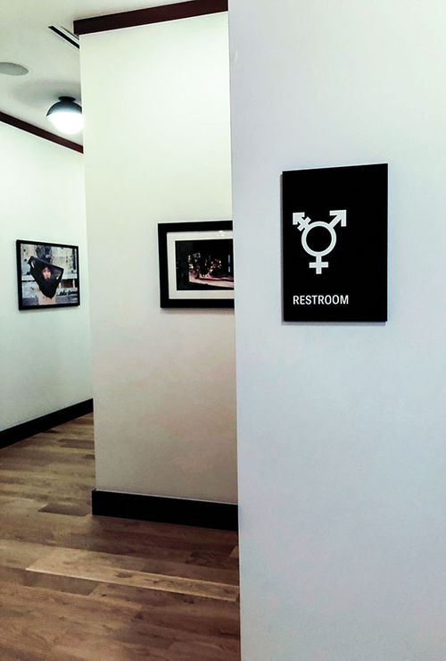 All restrooms at the Eaton Hotel are gender neutral.