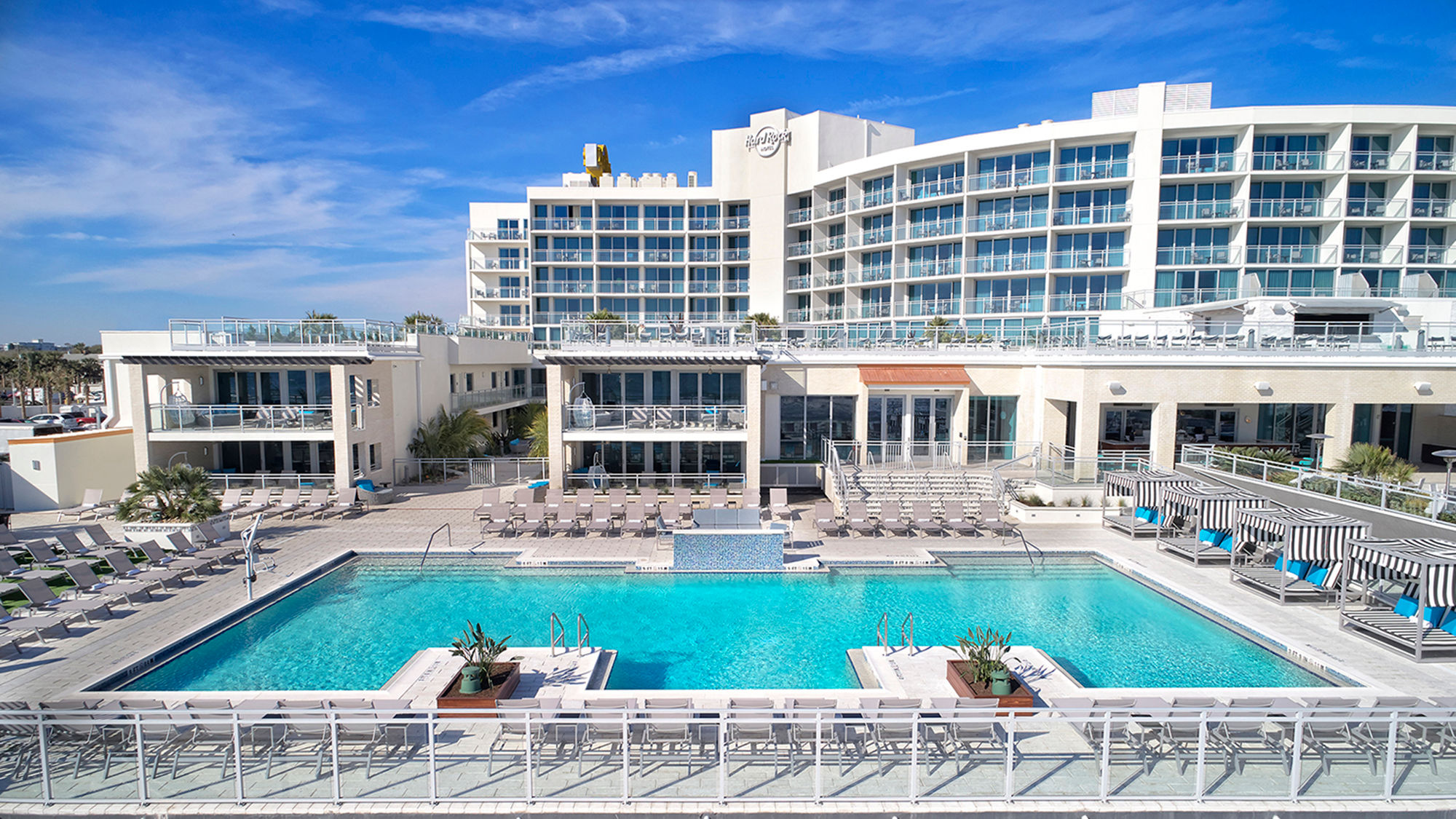 The main pool deck and Wave Terrace at the Hard Rock Hotel Daytona Beach.
