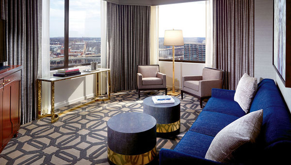The parlor of an Executive Suite at the Omni Richmond, which overlooks the neighborhood of Shockoe Bottom. The parlor of an Executive Suite at the Omni Richmond, which overlooks the neighborhood of Shockoe Bottom.