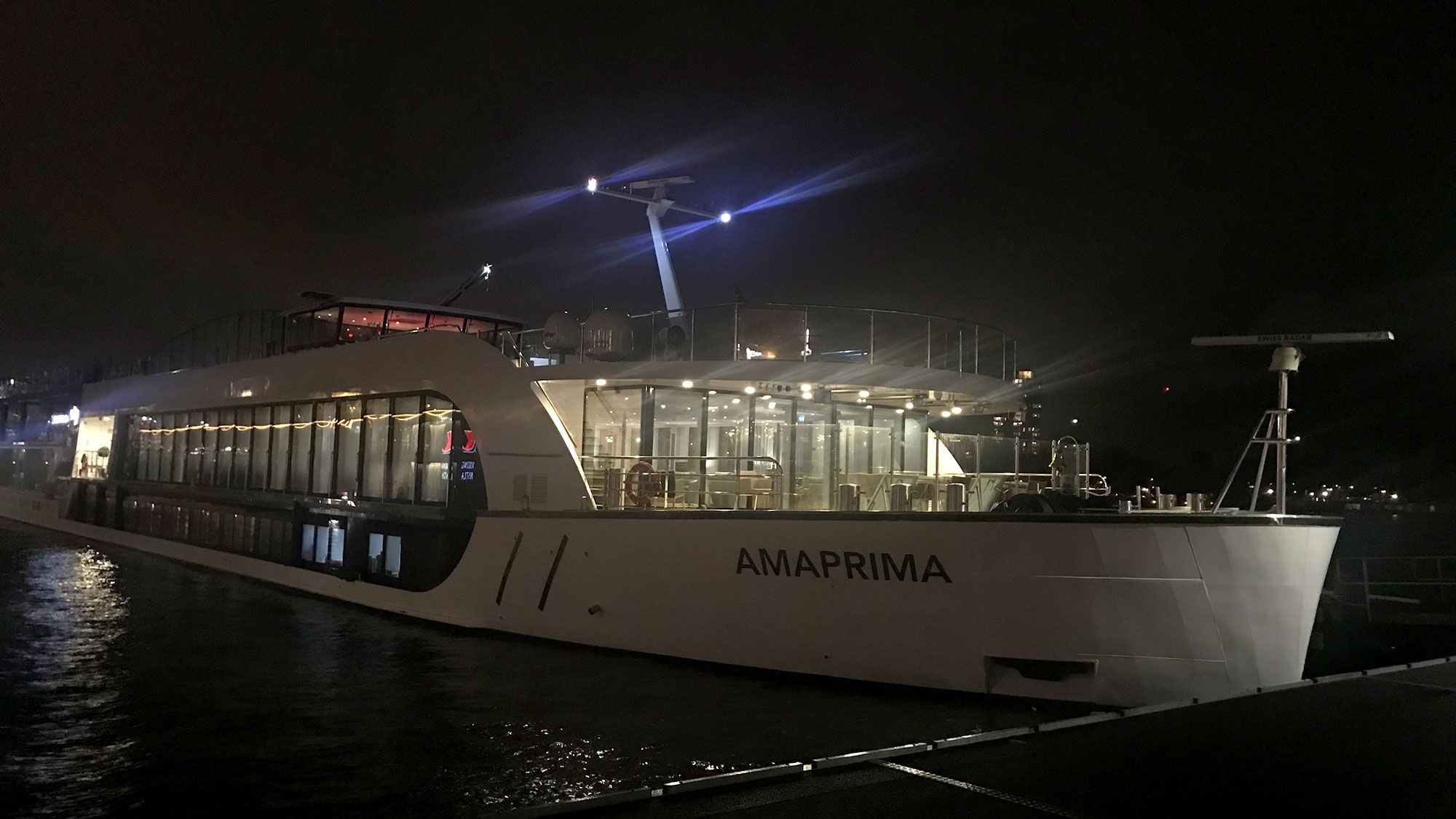 The AmaPrima docked in Amsterdam.