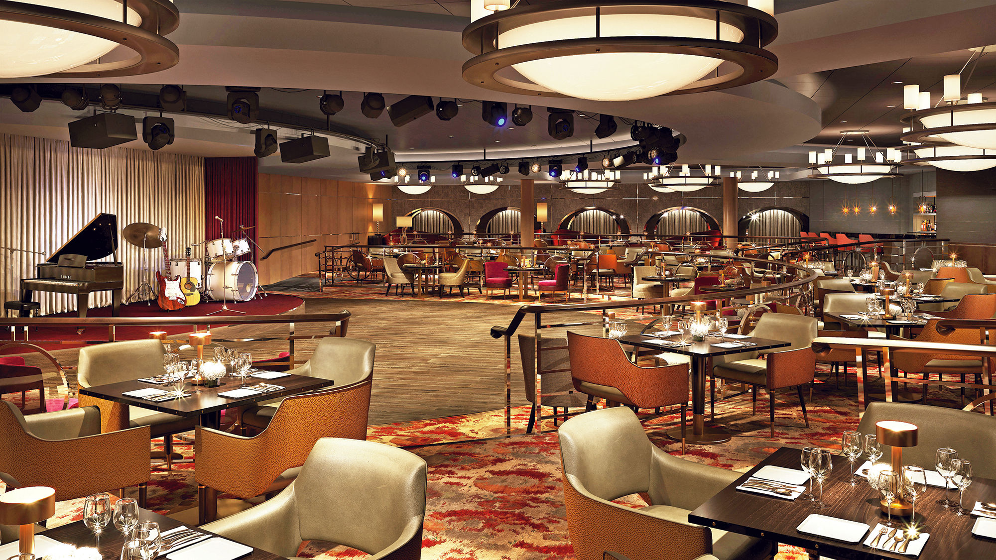 The Crystal Serenity's Stardust Supper Club will feature a bandstand and a show band with vocalists.