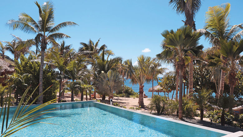 The beachfront pool added by the Hotel Le Toiny as part of its renovations after Hurricane Irma.