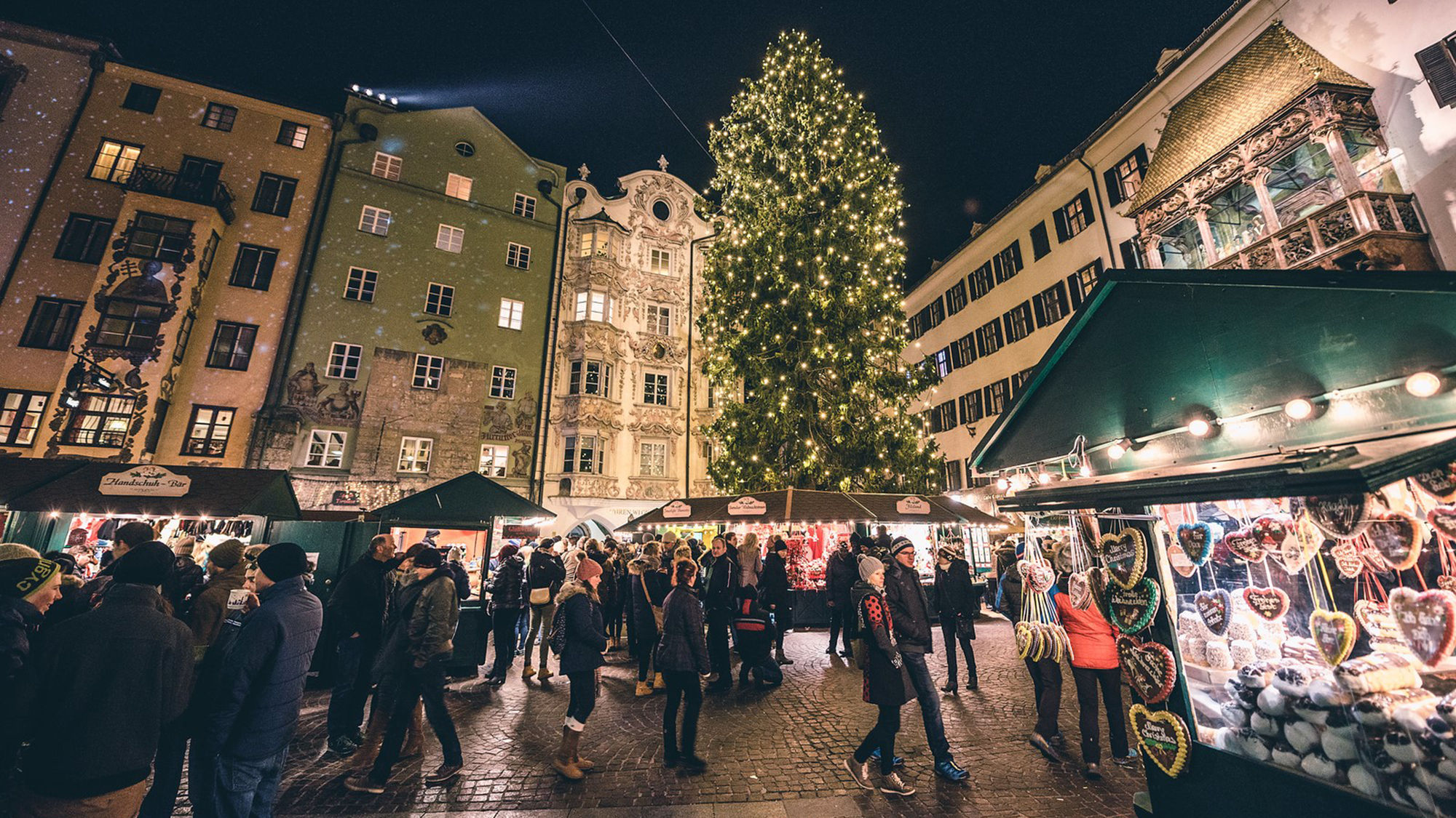 The busy Christmas Market in Innsbruck, Austria.