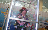 Carnival Cruise Line provided prizes with its wind-tunnel ticket grab.