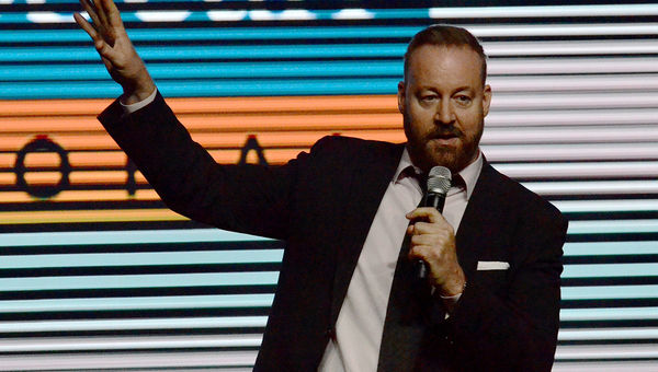 Nick Weir, Royal Caribbean's senior vice president of entertainment, introducing the Hairspray" performance at CruiseWorld. Nick Weir, Royal Caribbean's senior vice president of entertainment, introducing the Hairspray" performance at CruiseWorld.