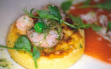 Pern's spiced brown shrimp pikelet and cured salmon with garden mint and peas from Dinner With the Stars at Grace Bay Club.