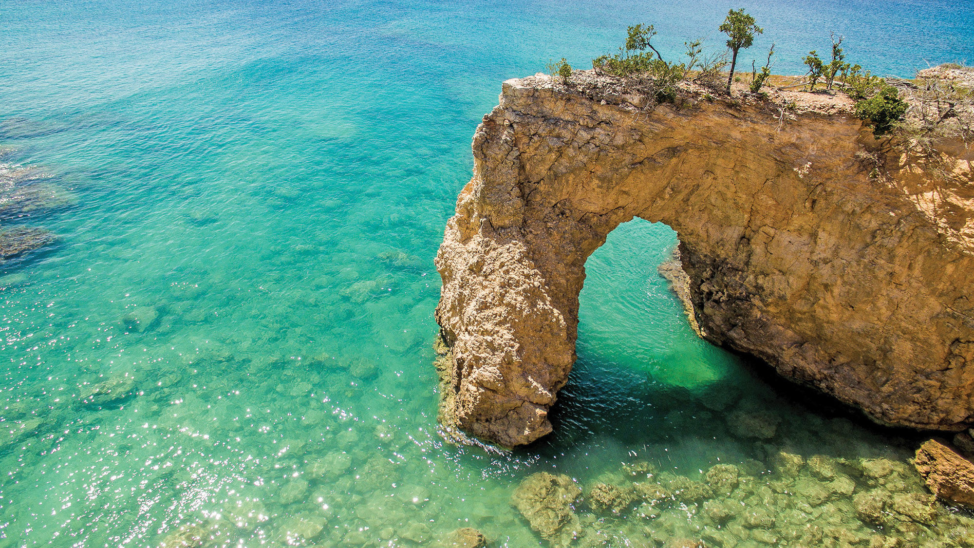 Devil’s Arch, Anguilla. Most properties are up and running on the island again.