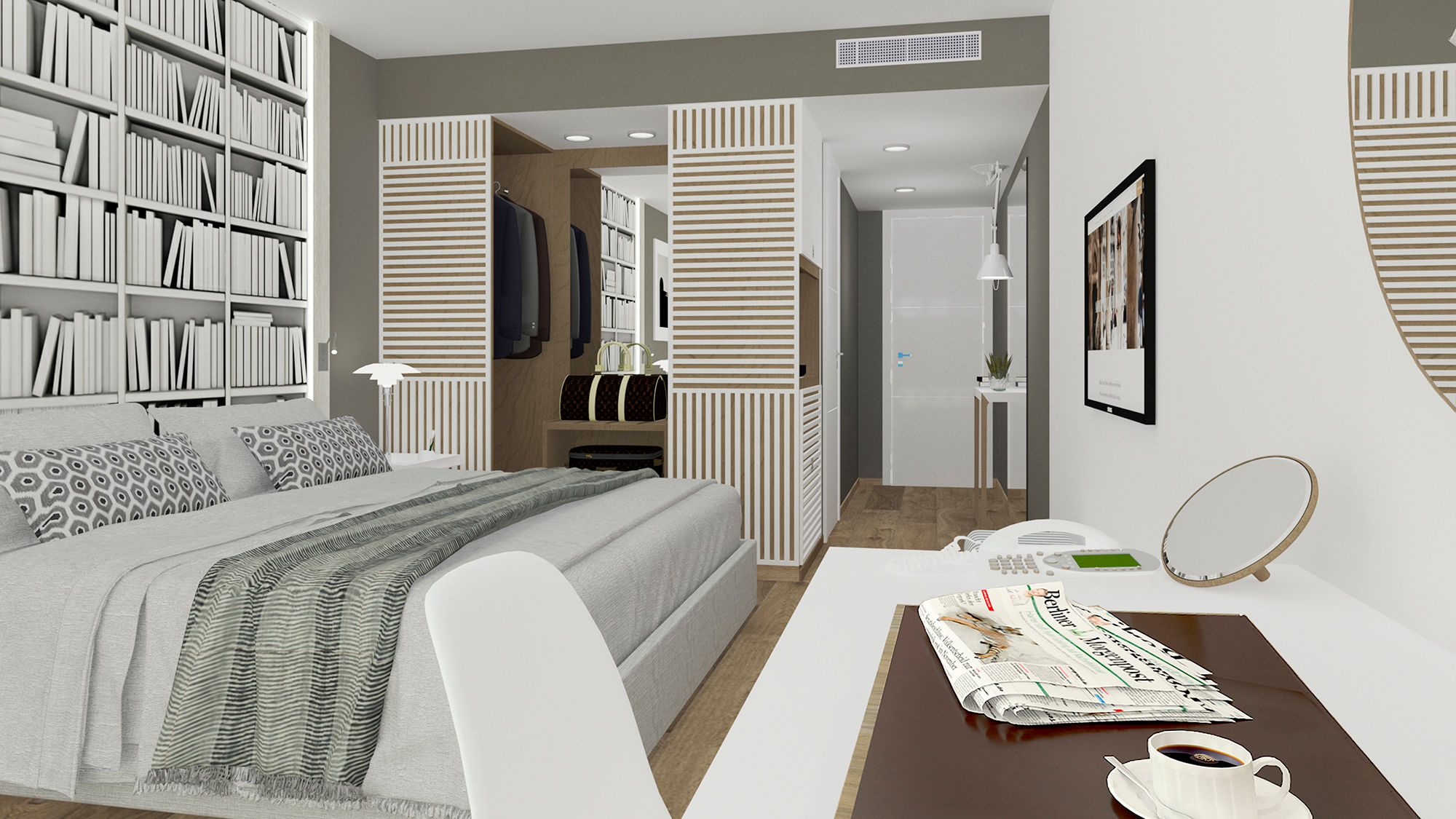 Rendering of a superior room at the Hotel Bellevue.