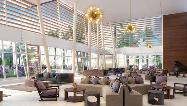 A rendering of the lobby at the Sonesta Ocean Point Resort. A rendering of the lobby at the Sonesta Ocean Point Resort.