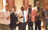 From the Caribbean Food & Wine Festival's opening night dinner at Amanyara. From left: Edward Linsley, general manager of Amanyara; Nikheel Advani, COO and principal of Grace Bay Resorts and festival co-chairman; Ralph Higgs, Turks and Caicos minister of tourism, environment, heritage, maritime and gaming; Anthony Garland, operations manager of The Wine Cellar and festival co-chairman; Galmo Williams, former Turks and Caicos premier and CEO of Gilley's Enterprises; and Murad Mohamad, sales and marketing executive of The Wine Cellar/Discount Liquors.