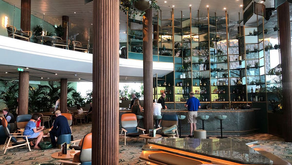Eden is a multilevel restaurant, bar, lounge and entertainment space with tall window views at the aft of the Celebrity Edge. Eden is a multilevel restaurant, bar, lounge and entertainment space with tall window views at the aft of the Celebrity Edge.