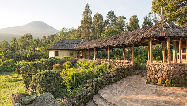 The Mount Gahinga Lodge, one of Volcanoes Safaris’ four luxury lodges in the Virunga Mountains region.
