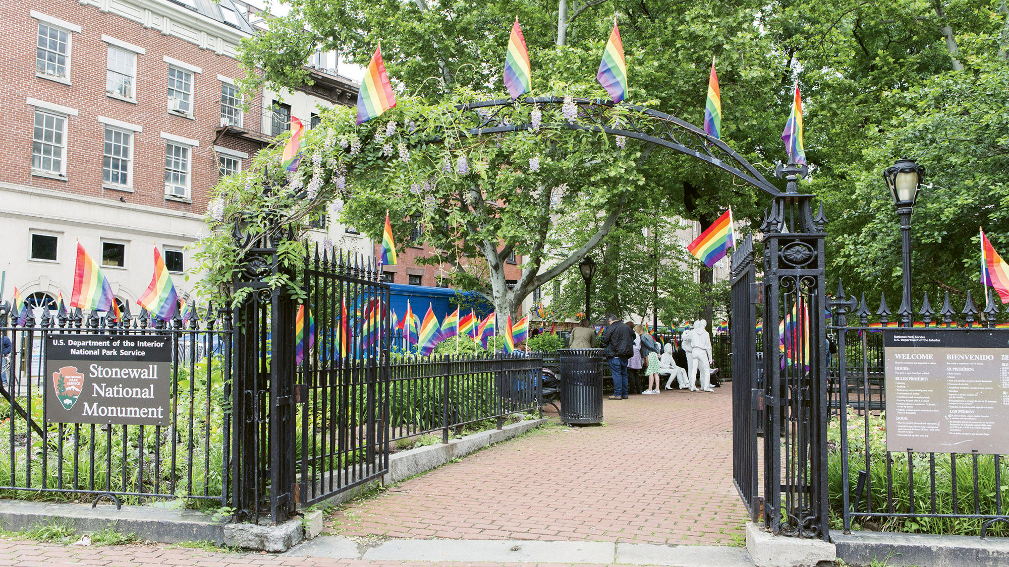 Christopher Street Park is part of the Stonewall National Monument in New York’s Greenwich Village.