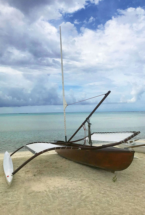 A sailboat used for tours at the Brando, the exclusive resort on Tetiaroa. A sailboat used for tours at the Brando, the exclusive resort on Tetiaroa.