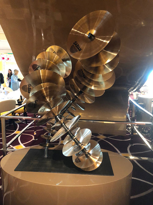 Most of the art on Nieuw Statendam relates to music. These cymbals are beneath a staircase in the main dining room. Most of the art on Nieuw Statendam relates to music. These cymbals are beneath a staircase in the main dining room.