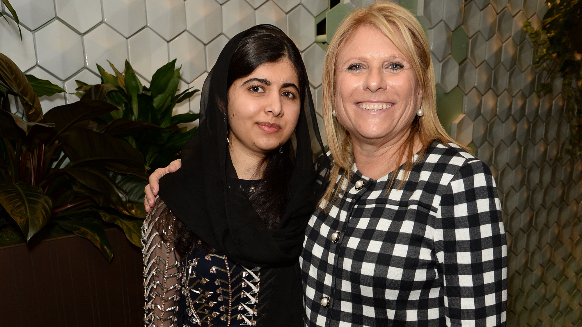 Malala Yousafzai with Celebrity Cruises CEO Lisa Lutoff-Perlo on the Celebrity Edge.