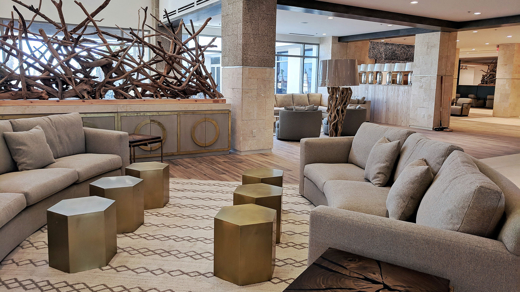 The lobby of the new Embassy Suites St. Augustine Beach hotel.